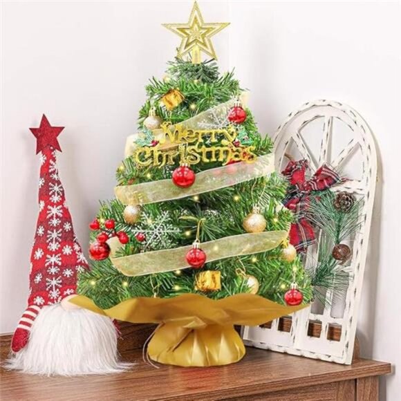 Tabletop Christmas Tree with Lights 2ft/24in/60cm mini artificial Christmas tree - Picture 5 of 7